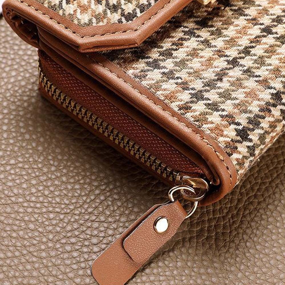 Multi Card Slot 2-in-1 Korean Style PU Leather Short Designer Handbag Holder Zipper Coin Wallet