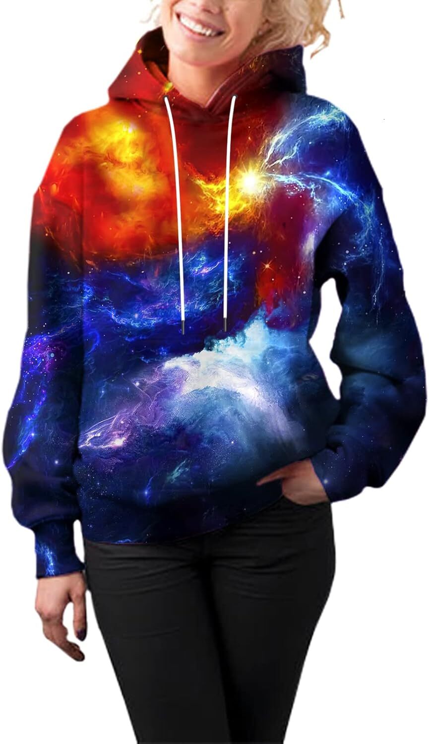 Hoodie for Mens Womens Unisex Novelty 3D Printed Hoodies Long Sleeve Sweatshirts for Men Women with Big Pockets Graphic Fashionable and cool