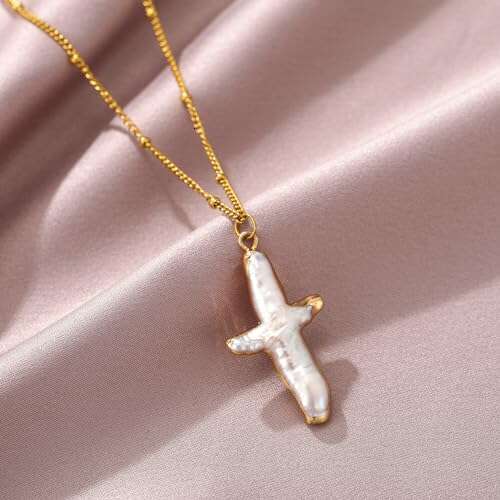 Retro Hot New New Jewelry 2024 Fashion Trend Cross for Women Fashion Classic Natural Freshwater Pearl Necklace Girls Jewelry Gift
