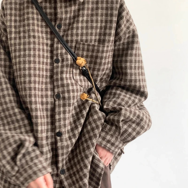 2024 Japanese Harajuku Mens Set Checkered Pockets Fashion ShirtTrendy Straight Leg Trousers 2-pcs Spring College Casual Suit 241104
