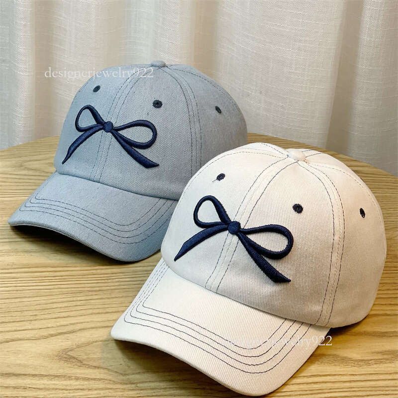 Butterfly designer bow denim baseball cap versatile visor wide brim for women girls sweet Christmas gift
