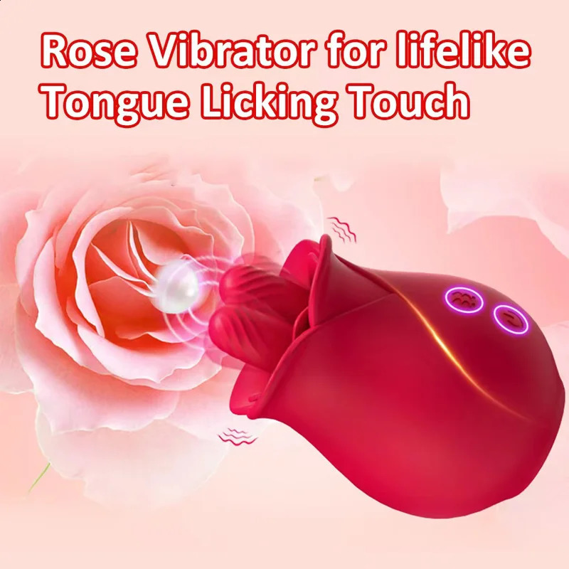 Rose Tongue Licking Vibrator Double Nipple Gspot Stimulator Blowjob Clitoris Vaginal Massager Sex Toys For Women 241105