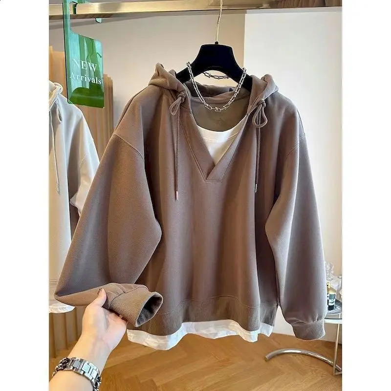 Korean Style Hoodies Women Fashion n Two Piece Hoodie Casual Loose Hooded Sweatshirts Spring Autumn Trendy Tops Y2k 241105