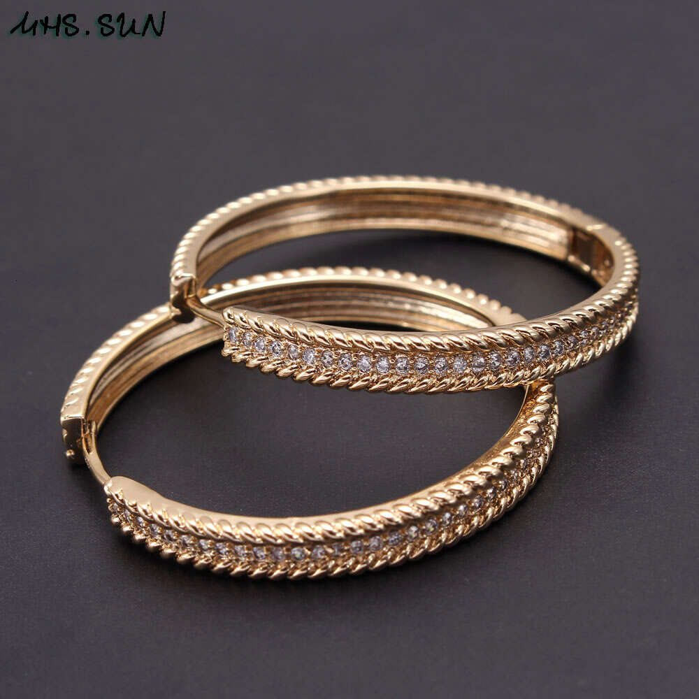 MHS.SUN Trendy AAA Zircon Jewelry Hoop For Women Fashion Gold Color CZ Crystal Earrings Party Accessories Dropship