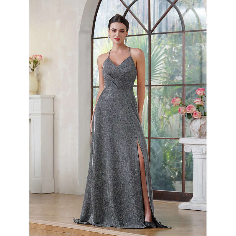 Or Length Homecoming Stunning Side Slit V Neck Large Backless A E Sequined Graduation Dress