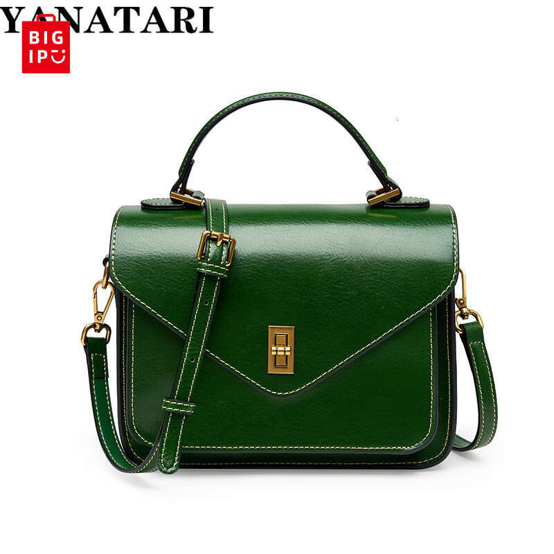 Designer Bag Genuine Leather Women Luxury Bag High Quality Simple Vintage Fashion Postman Handbags Ladies 2024 Shoulder Green Small Bag