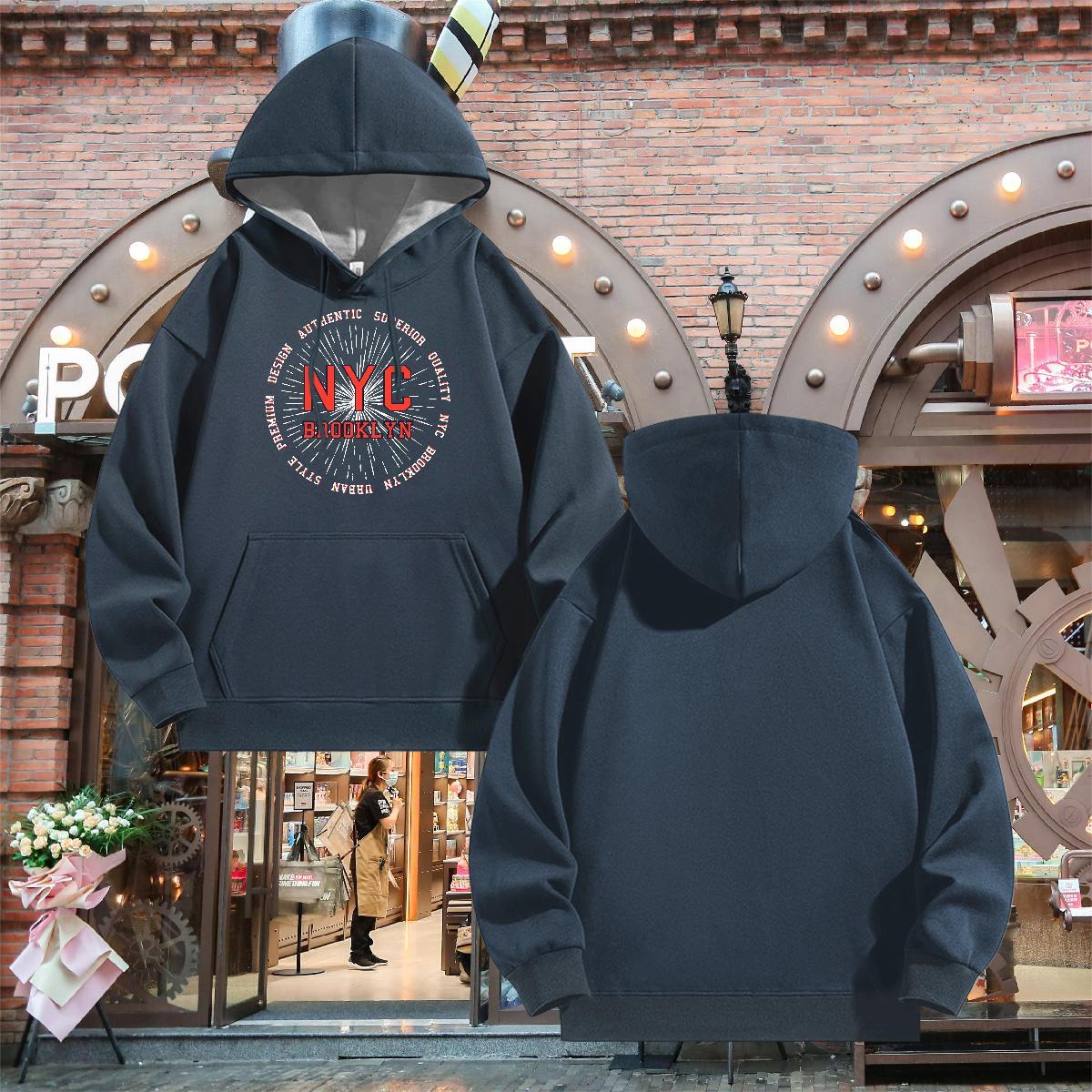 New Hooded Sweatshirt Hooded Collar Long Sleeve Loose Fit Hoodie Pullover Cartoon Printing S-3XL Clothes Hoodie Autumn Winter Cotton 350g