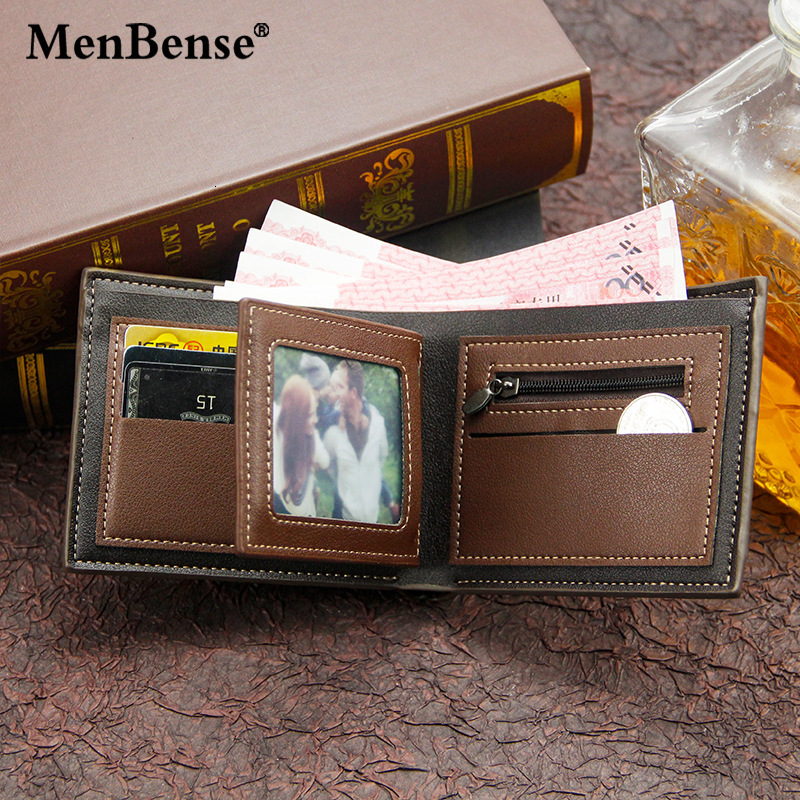 MenBense's new hot stamping printed hinge short frosted multi card large capacity men's wallet