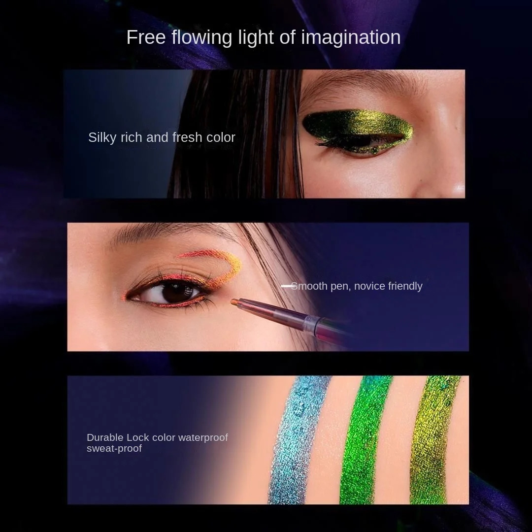 Kaleidos Eyeliner Gel Pencil Waterproof Chameleon Colour Long Wear Glitter Metallic Waterproof Eye Pen 241104