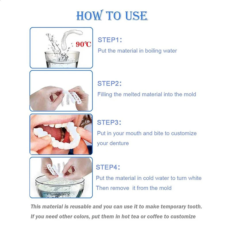 White Fake Teeth Cover Whitening Interdental Gaps Portable Braces Decorate Gaps for Teeth Enhance Aesthetic Dental Beauty Tools 241105