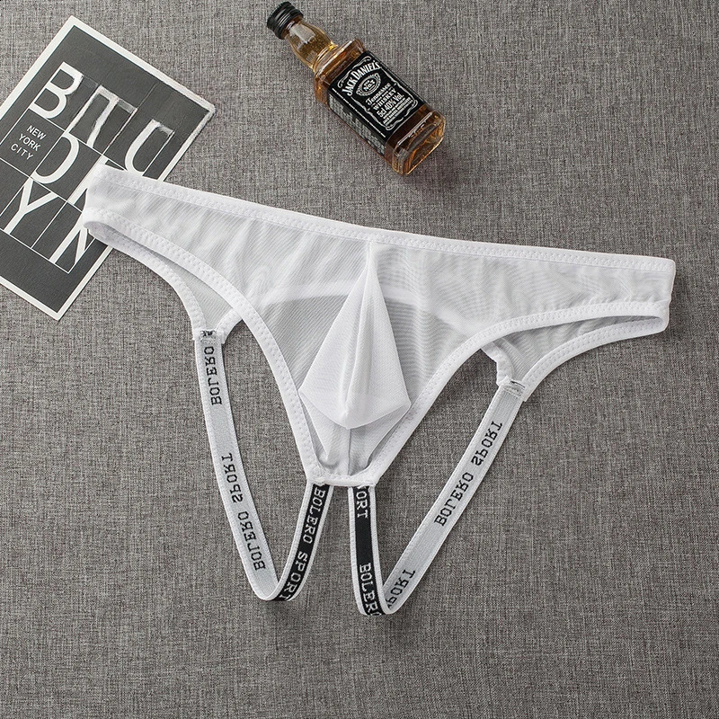 Men Sexy Briefs Jockstrap U Pouch Man Low Waist Panties Thongs Mesh Underpants Gay GSrting Convex Mens Underwear 241105