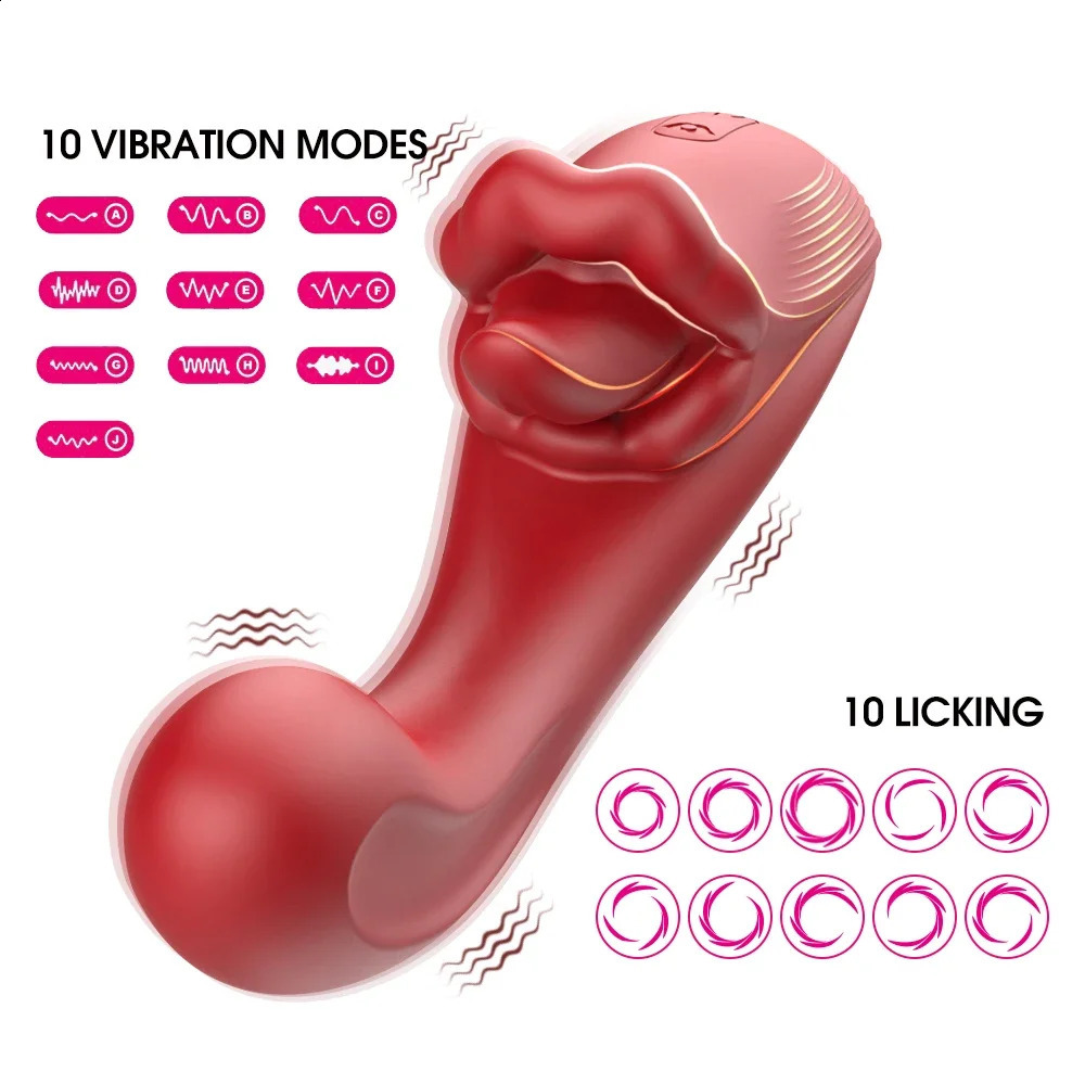 2 IN 1 Female Tongue Licking Vibrator G Spot 10 Frequency Vibration Frequencies Vaginal Massage Dildo Anal Sex Toy 241105