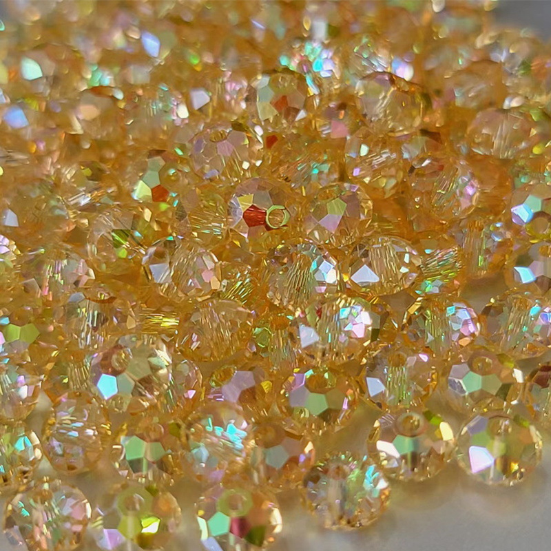 6mm Colored glass crystal beads loose beads faceted flat beads diy jewelry accessories