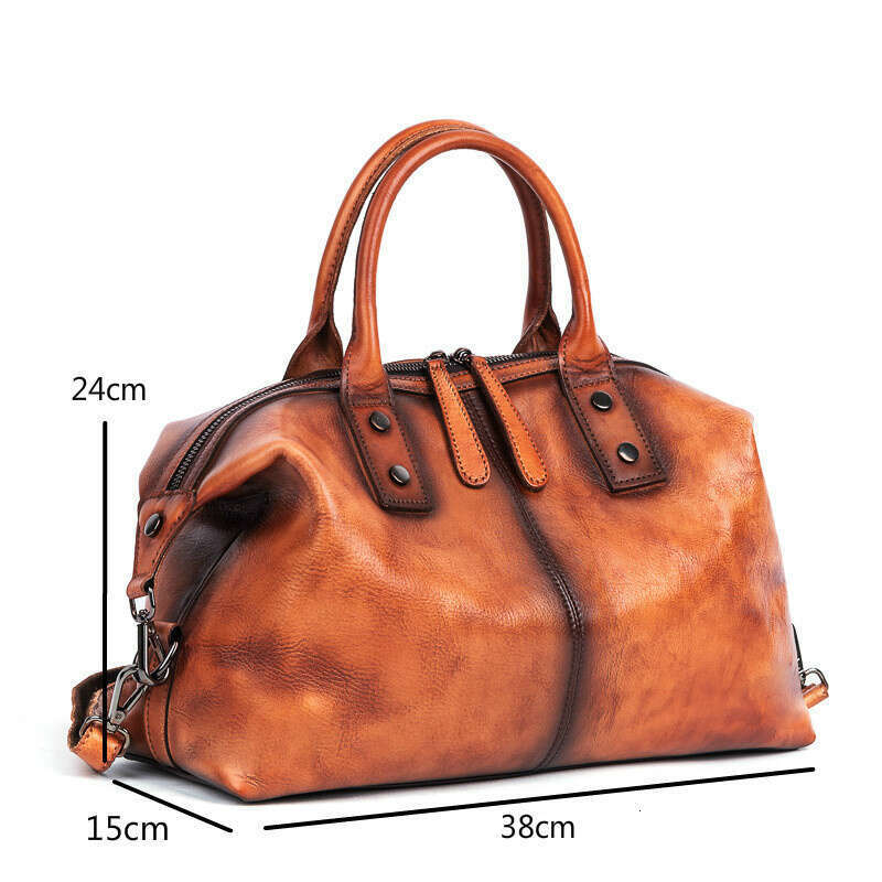 2024 OLOEY New Hand Painted Women Handbag Genuine Cowhide Leather Dumpg Large Capacity Vintage Top-Handle Bag For Female