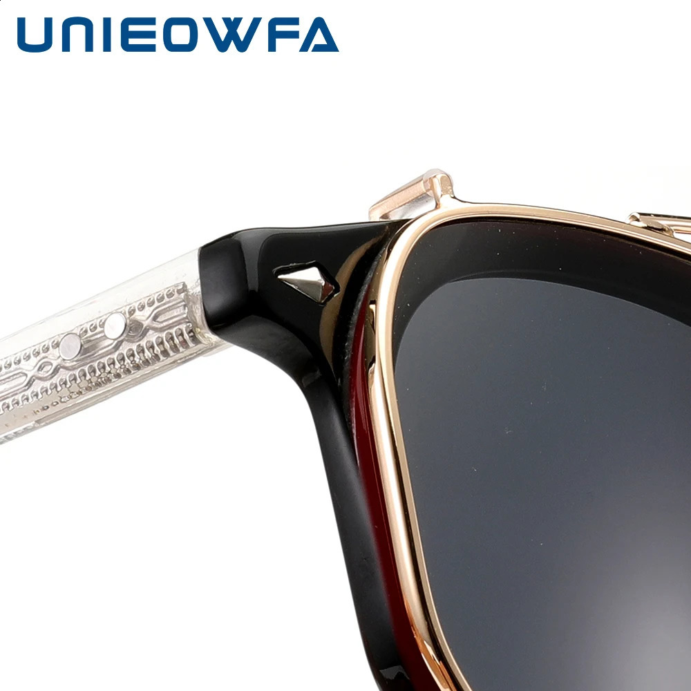 Acetate Optical Prescription Eyeglasses Frame Women Retro Round Myopia Glasses Frame Polarized Magnetic Clip on Sunglasses 241105