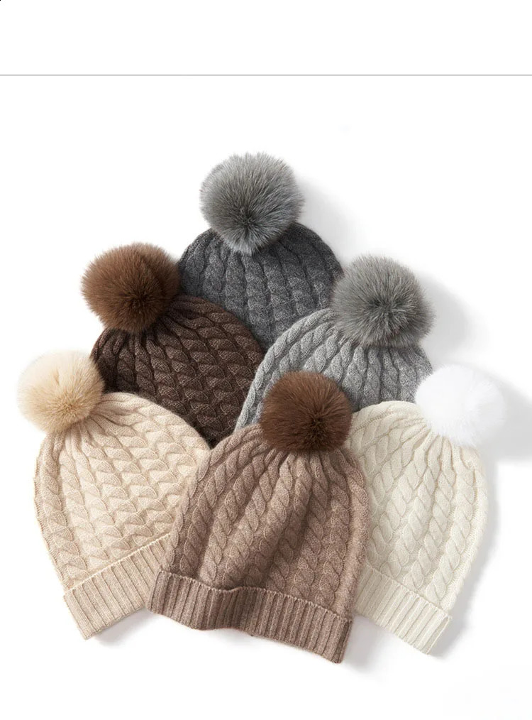 Womens Cashmere Hat Spring And Autumn HighGrade Knitted Bun Head Twist Serve Thickened Warm Ear Protection 241105