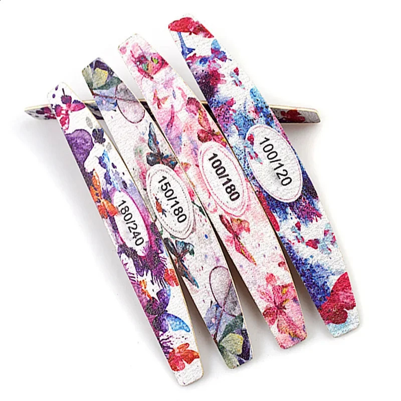 50PcsLot 100120180240 Butterfly Alphabet Sanding Buffer Nails Professionel Wooden Half Moon Sandpaper Nail File Block Polish 241105