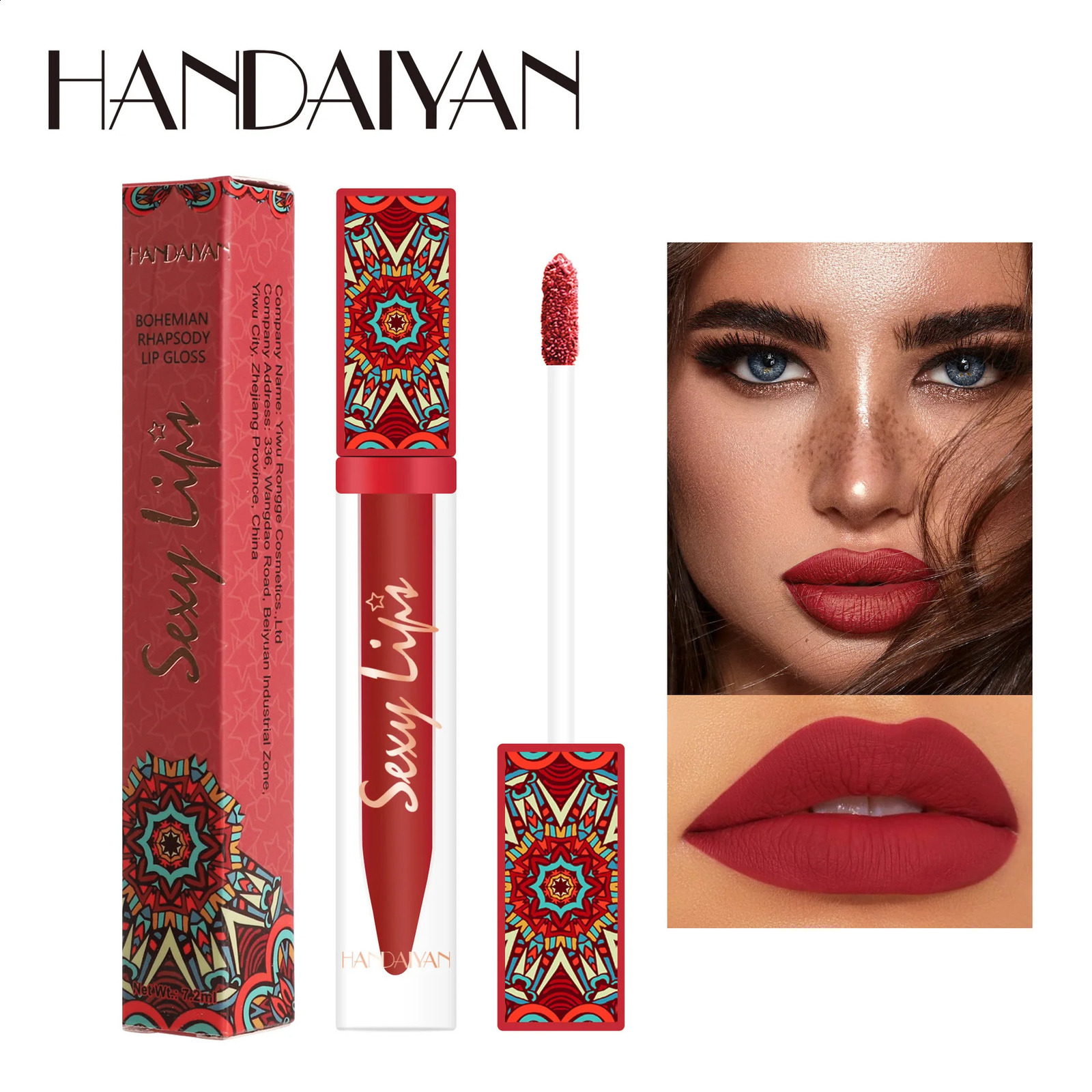 Handaiyan Non-Cup Matte Soft Mist Lip Glaze Bohemian Style Durable Liquid Lipstick 241105