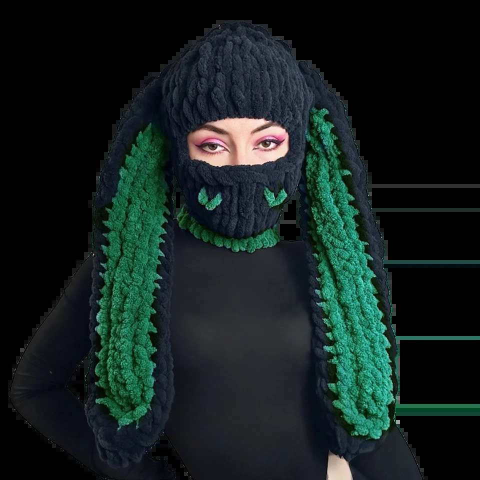 Ladies Big Rabbit Ears Hat with Thick Velvet Warmth Headset Cute Knitted Wool Daily Leisure Party 241105