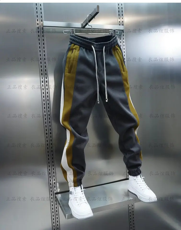 Man Sweatpant Striped Stitching Casual Harem Pants Jogger Trousers y Mens Clothing Elastic Waist Sweatpants Men 241105