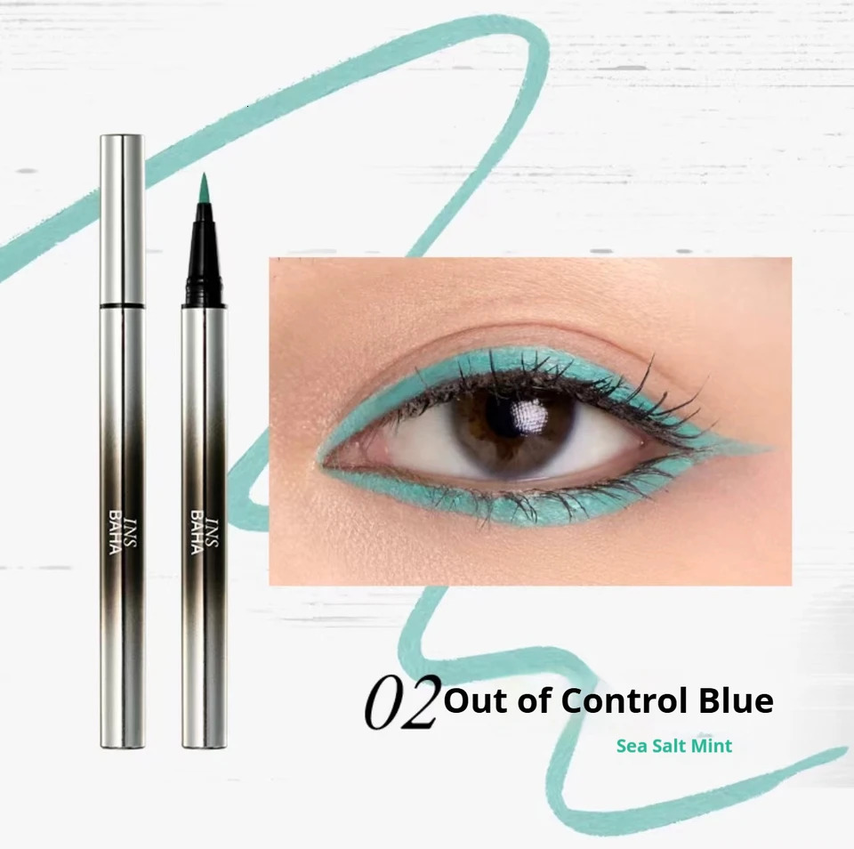 INSBAHA Eyeliner Liquid Pen Fine Smooth Waterproof Sweatproof Resistant Fast Drying Color Playing Durable Blue Film Forming 241104