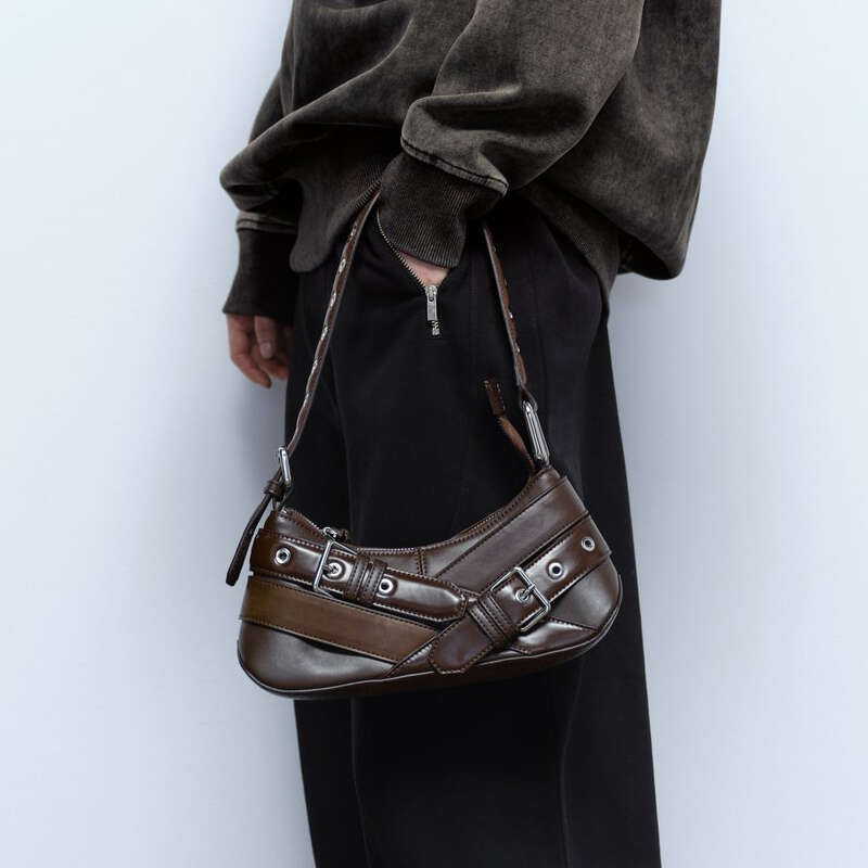 Designer Bag Vintage Belts Deco Women Shoulder Bags Designer Armpit Bag Punk Motorcycle Bag Luxury Pu Leather Lady Handbag Small Female Purse
