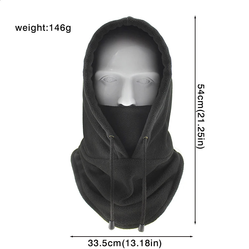 Warm Fleece Balaclava for Men Women Winter Face Mask Neck Warmer Hooded Cap Windproof Thermal Head Cover Beanies Bandana 241105