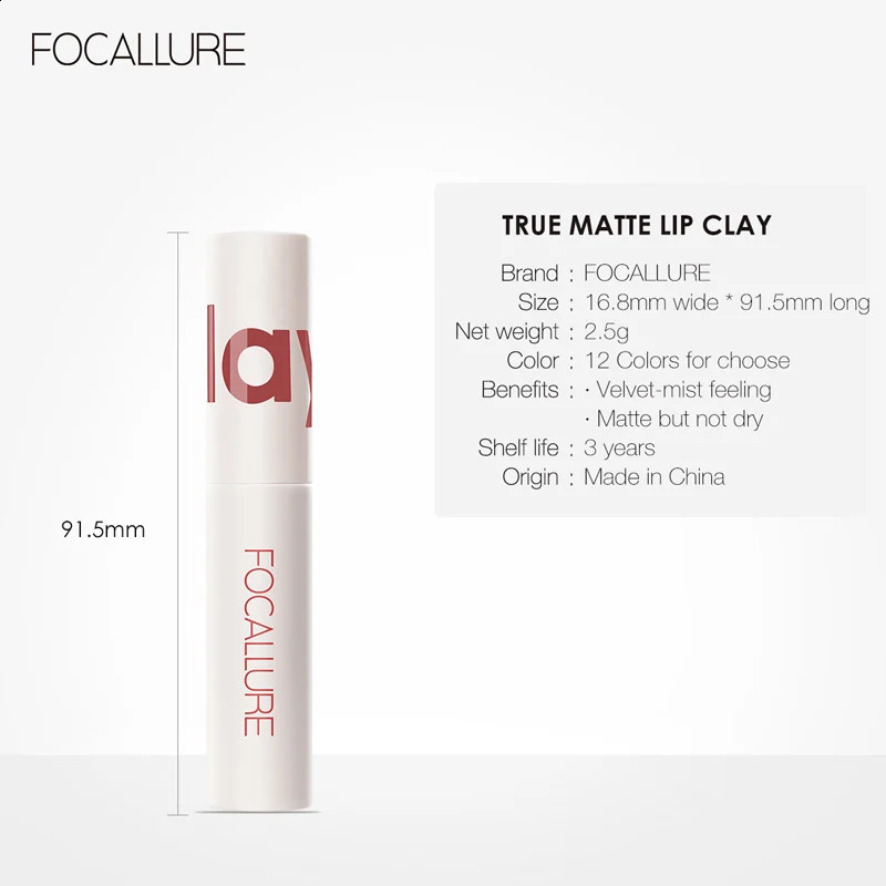 FOCALLURE Matte Lipstick Velvet Mist Lip Clay Not Dry Lip Cream 25 Color Nude Lip Stick Waterpoof Lip Cosmetic Makeup Wholesale 241105