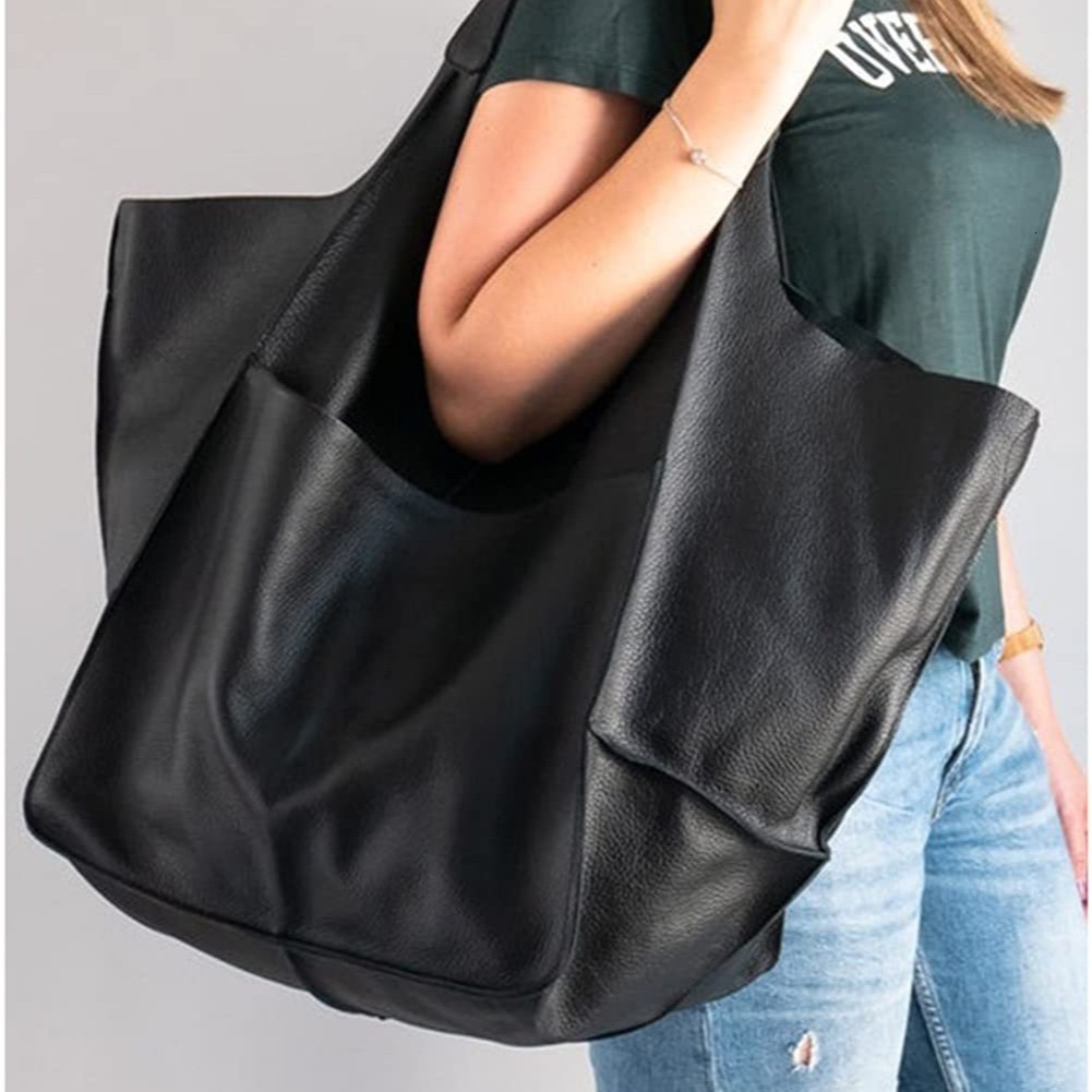 New designer simple large soft leather large capacity single shoulder handbag women's bag fashion bag