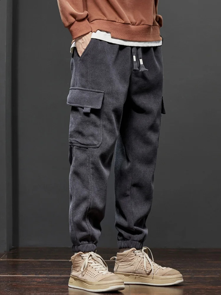 Spring Autumn Style Elastic Waist Casual Pants for Men Stretch Straight Drawstring Harem Jogging Sports Long Male 241105