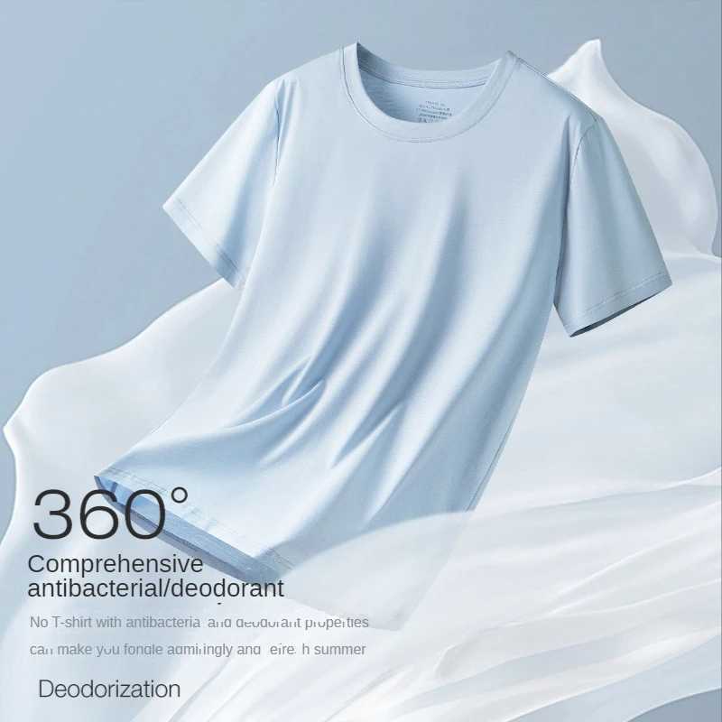 Pima Mercerized cotton T-shirt mens short Sve unmarked hollow round neck top Ts basic white plain T-shirt brand W241105