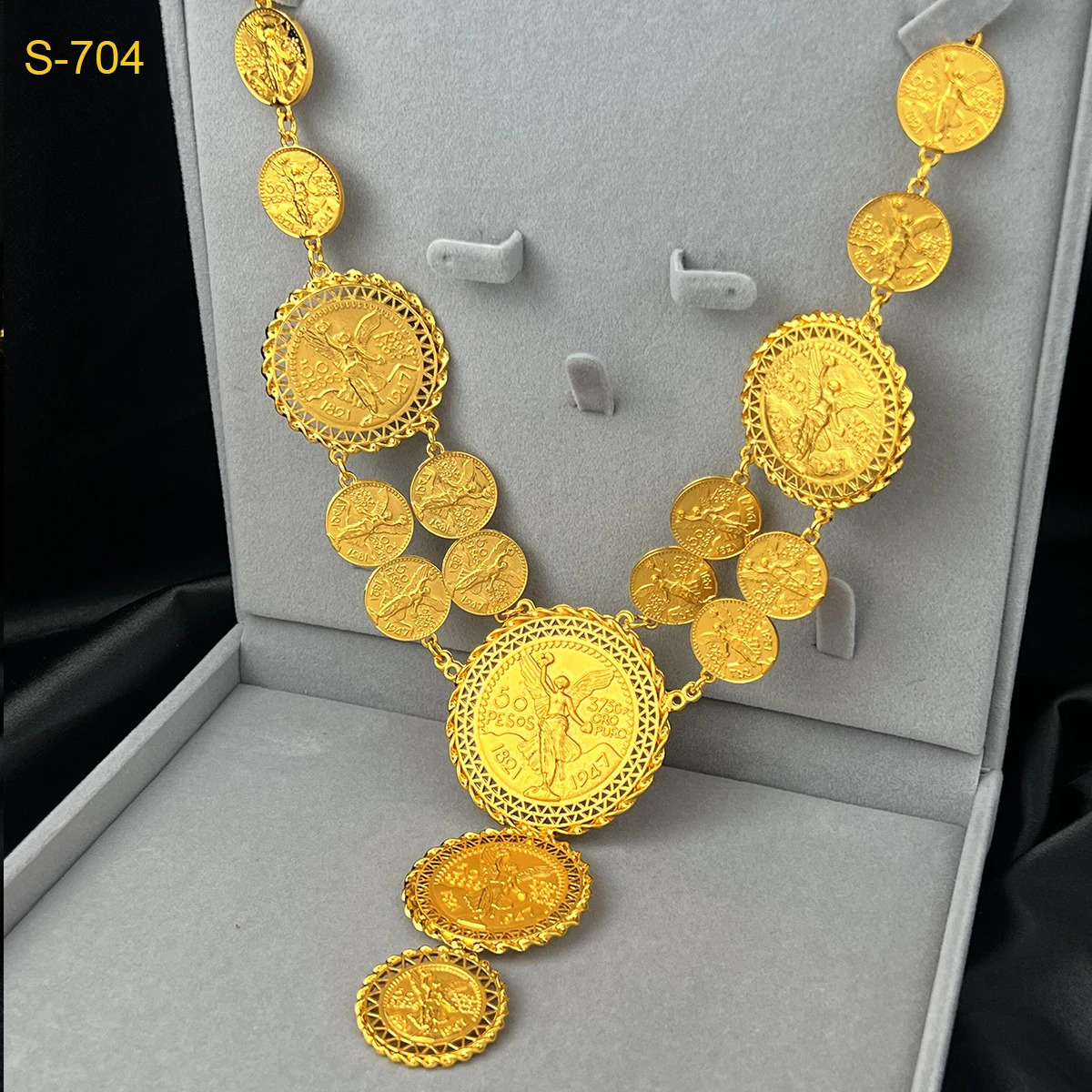 ANIID ly ed Dubai gold coin necklace bracelet jewelry set African Ethiopian bride wedding gift241105