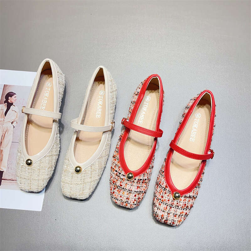 French Style Dress Evening Korean Version Spring Summer New With A Button And Thick Low Heel Soft Sole Women's Single Shoes