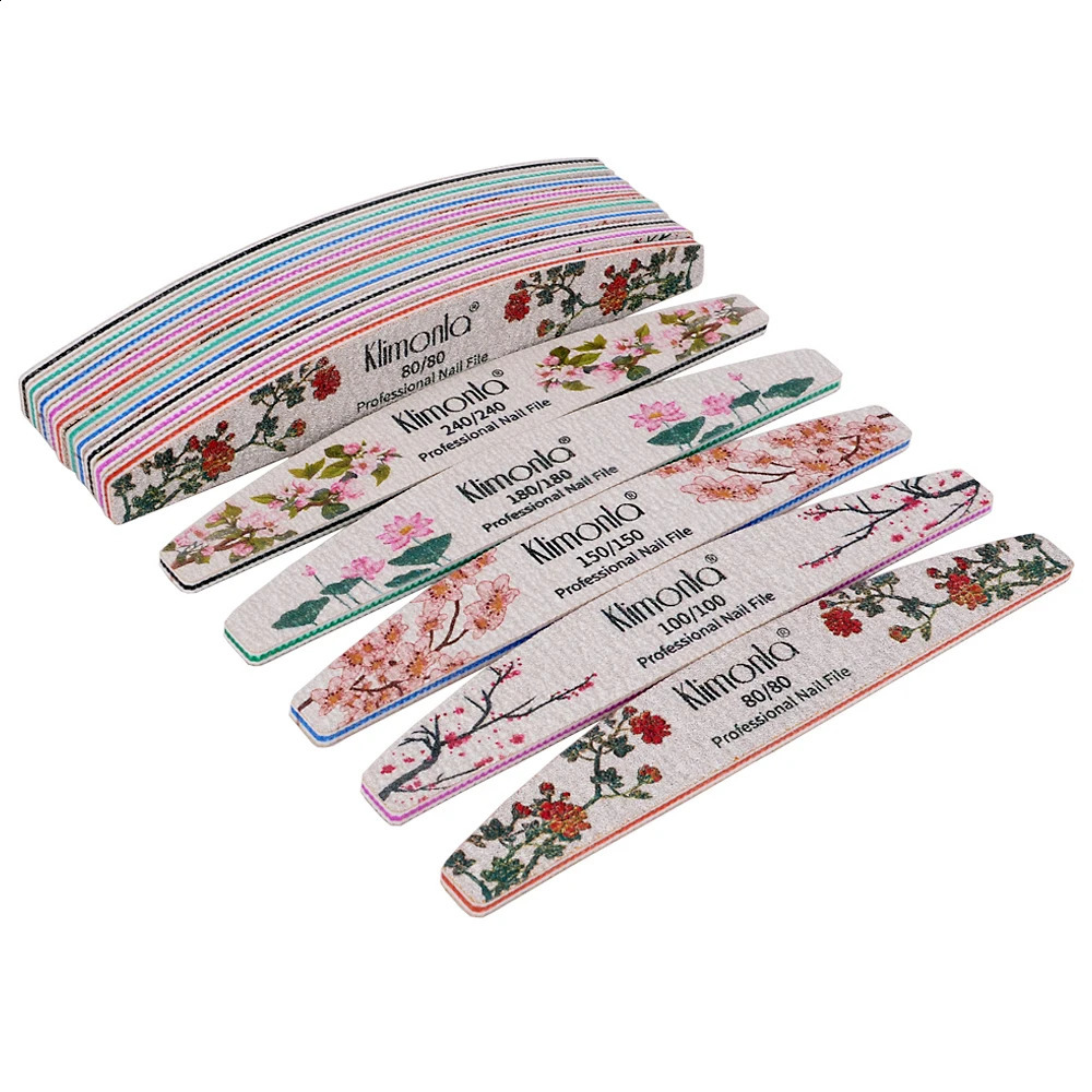 50Pcs Nails file 100 180 80 150 240 grit for Manicure accessories professional nail material Exclusive Flower Print Salon Tools 241105