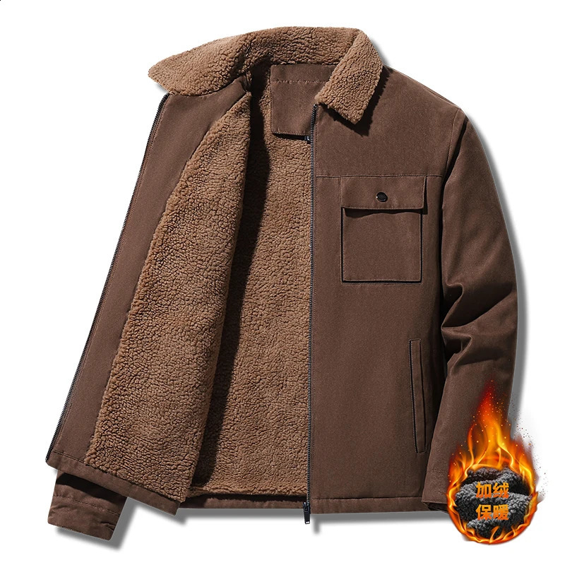 JSNFYSJ2322 Mens winter lapel with fleece thickened thermal jacket mens multipocket wear 241105