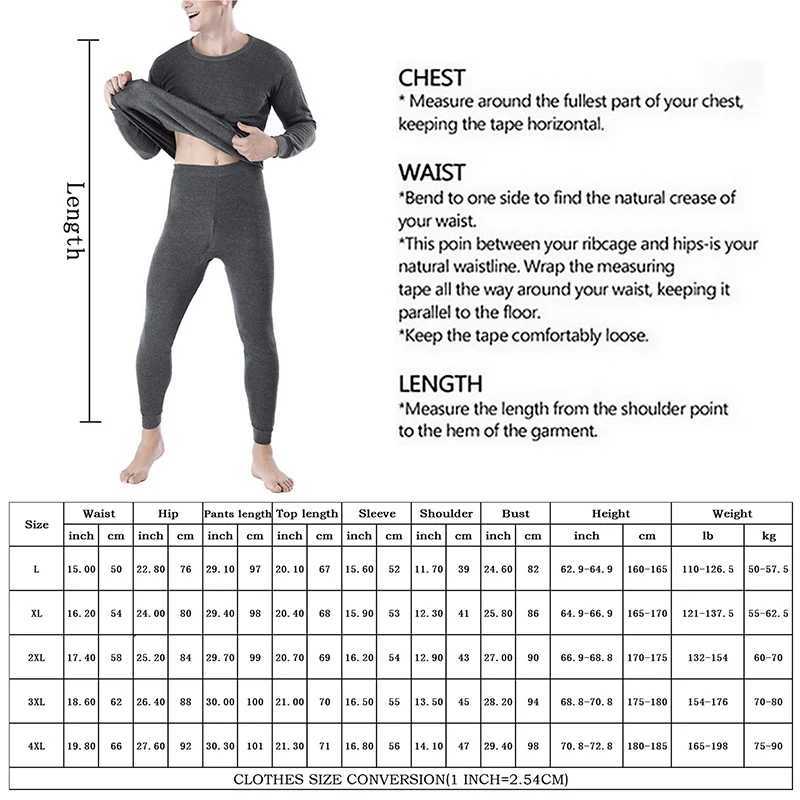 Winter Thermal Underwear Set For Men Thickened Bottom Shirt Long Johns 2pcs Thick Fleece Pajamas Suit Inner Wear Basic Clothing LX241104