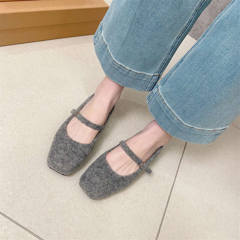 Evening Soft Sole Square Toe Shallow Mouth Single Shoe For Women, Spring 2024 New Style With Flat Bottom Mary Jane Shoes