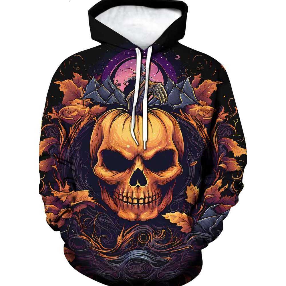 Hoodie for Mens Womens Classic 3D Halloween Pumpkin Skull Pattern Hoodie Hoodie Colorful Halloween Skull Sportswear, Blue Graphic Hoodies sweatshirt