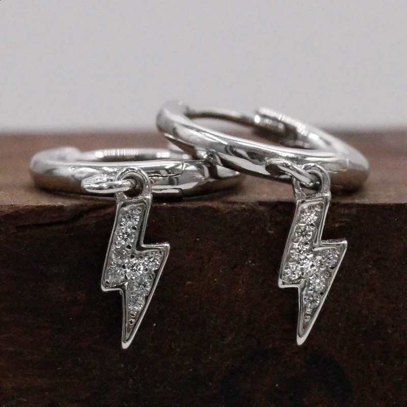 S925 Silver Gothic Lightning Earrings Pendant Earrings Lightning Pendant Punk Cool Y2K Gift Recommendation for Men and Women 241105