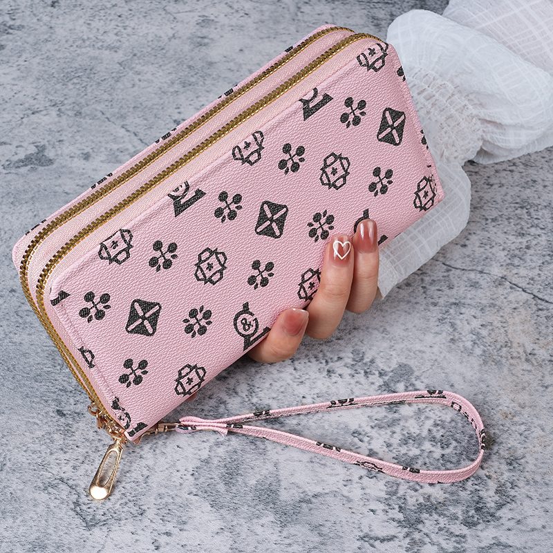 Women's new long designer wallet with fashionable double zippers and large capacity, women's wallet with fashionable casual design