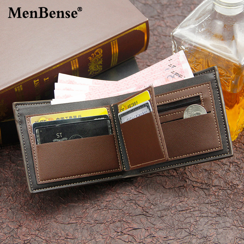 MenBense's new hot stamping printed hinge short frosted multi card large capacity men's wallet
