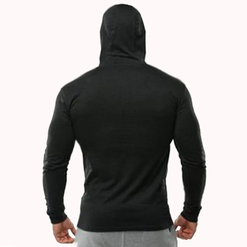 Summer Thin Long Sleeve Hooded European Size Mens Fitness Sports Leisure Running Training GYM 100% Cotton Sweater 241104