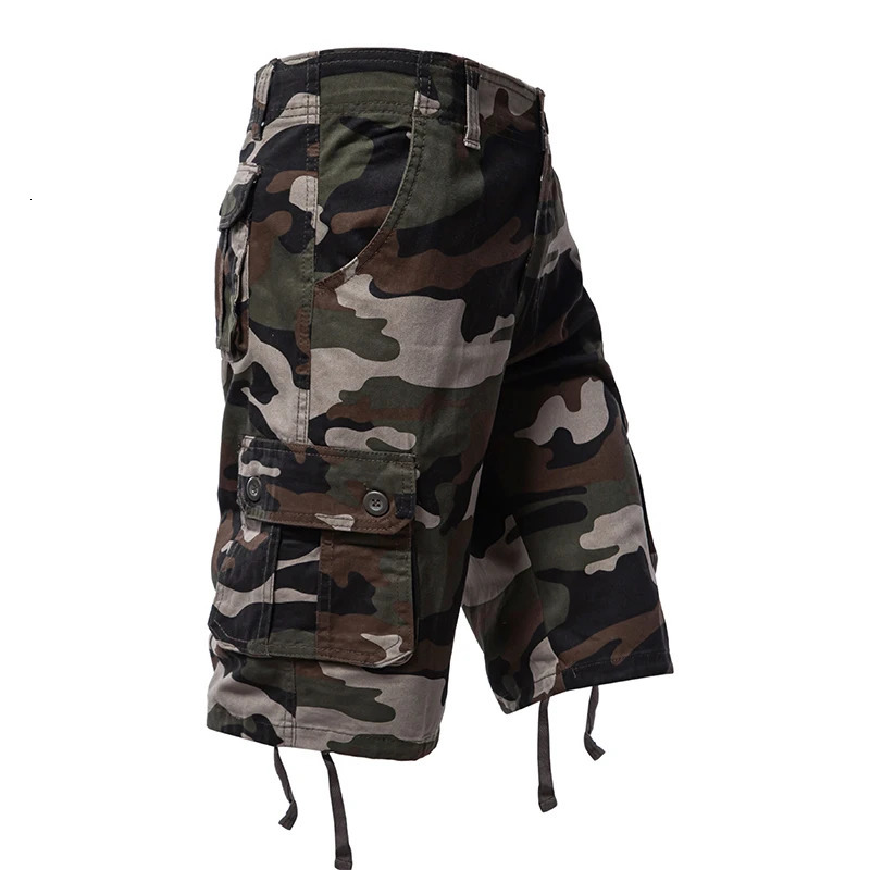 Camo Shorts Men Camouflage Cargo Short Pants Loose Casual Outdoor Sports Half Side Pocket Hiking 240322