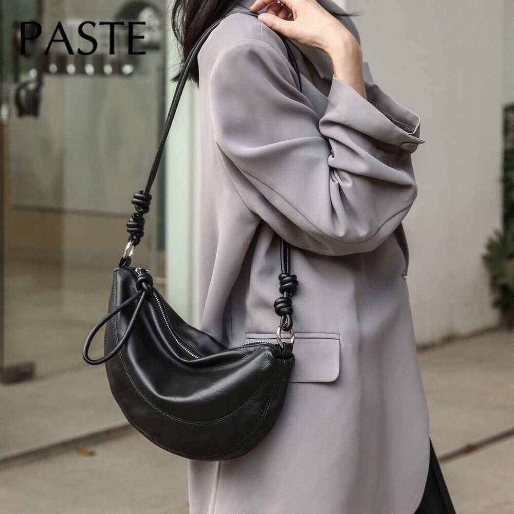 Designer Bag Niche Style Half-Moon Shape Flap Saddle Bag Small First Layer Cow Leather Women Shoulder Bag High-End Daily-Use Crossbody Bag Saddle bag