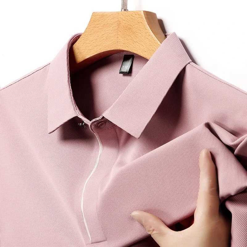 2024 Summer New Mens Business Solid Short Sleved Shirt Comfortable Cool Casual Fashion T-shirt W241104