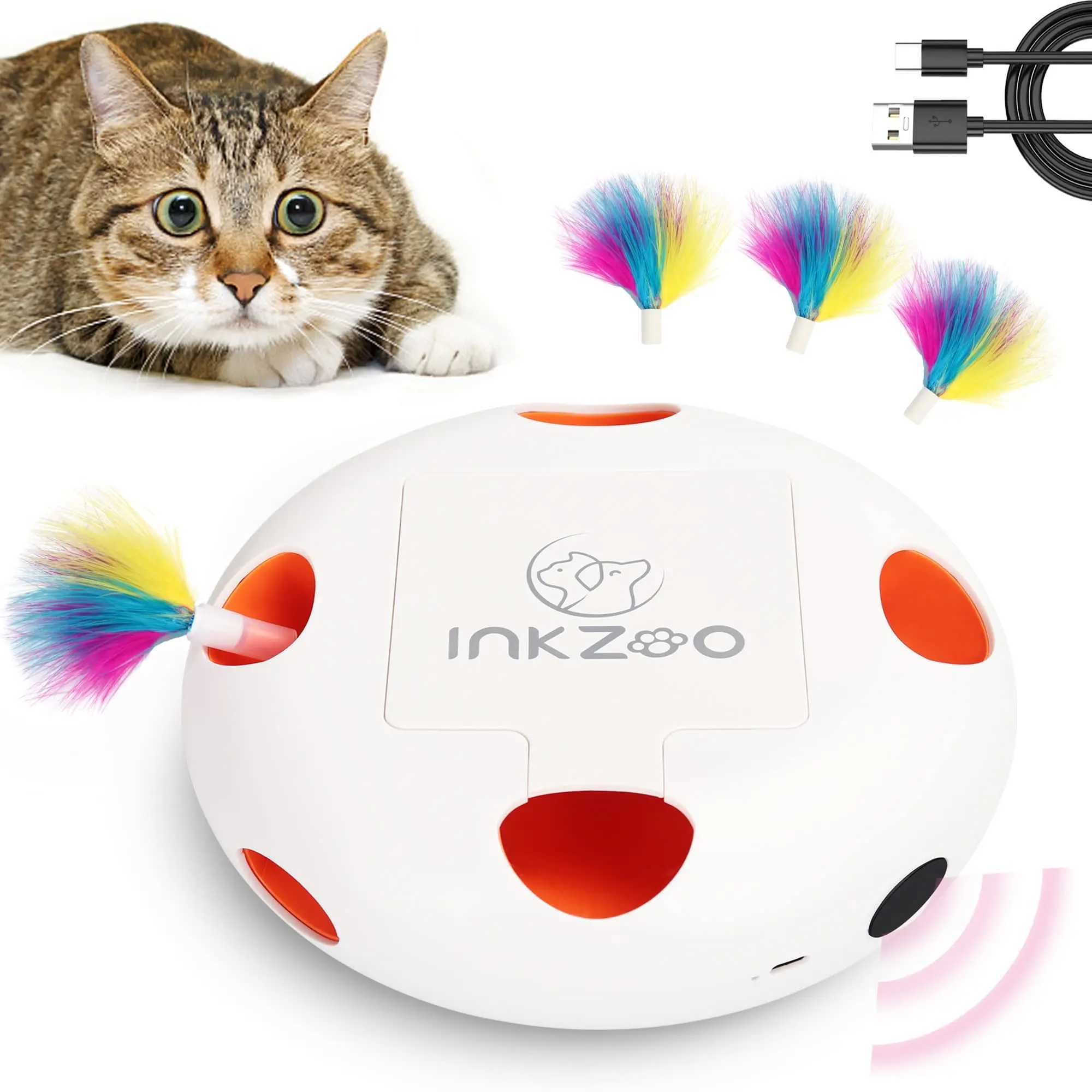 INKZOO Cat Toys Interactive Cat Toys for Indoor Cats Smart Interactive Kitten Toy Automatic 7 Holes Mice Whack-A-Mole Y2504125