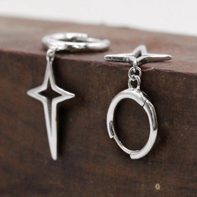 S925 Silver Gothic Star Earrings Pendant Earrings Star Pendant Punk Cool Y2K Gift Recommendation for Men and Women 241105