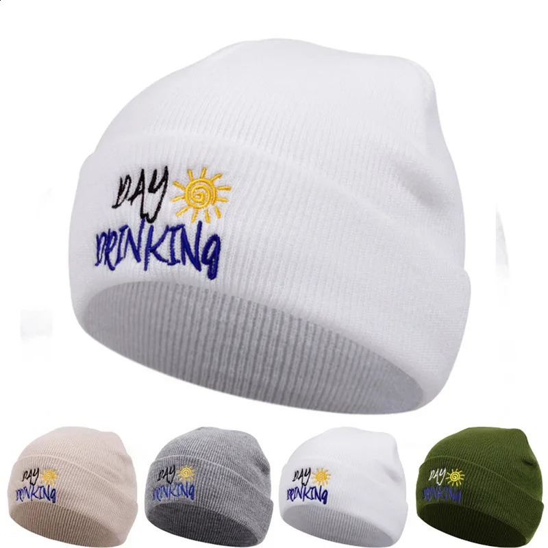 Selling y Winter Warm Beanie Hat Knitted Embroidery Cotton Skullies Beanies Outdoor Leisure Bonnets for Women Men 241105