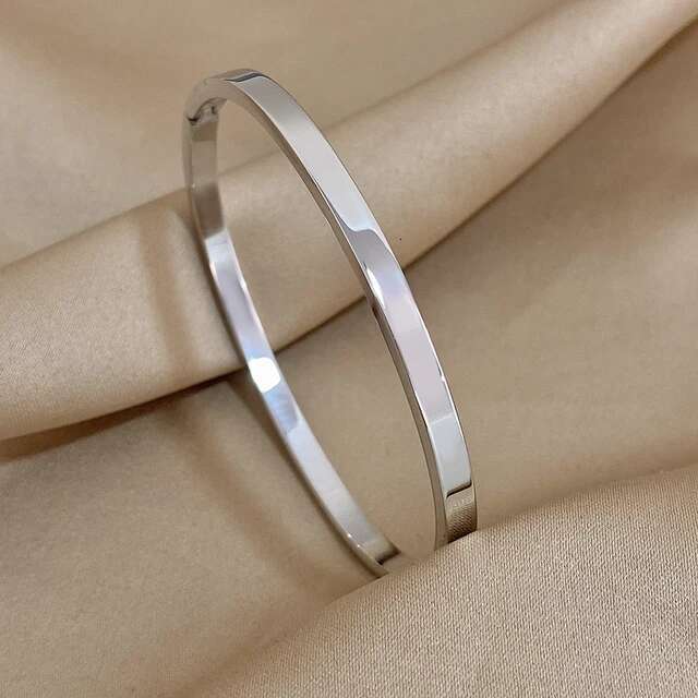 Hot 4/5/8mm Jewelry Stainless Fashion New Greatera Steel Smooth Cuff Bracelet Bangles for Women Gold Plated Metal Geometric Bracelets Waterproof Jewel