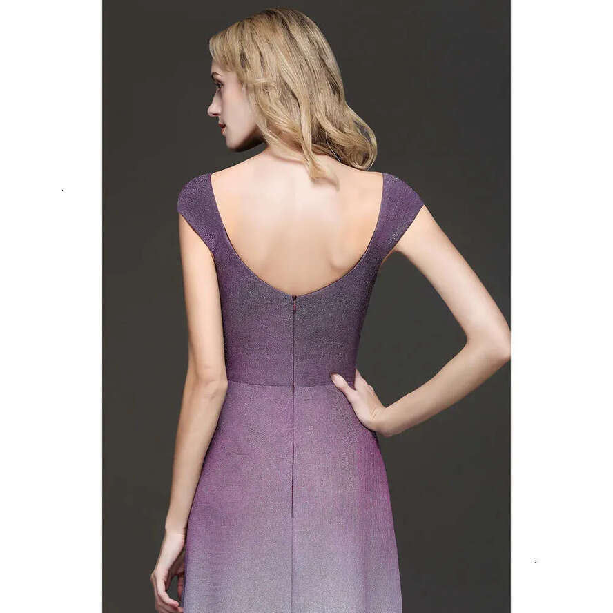 Sleeves A Cap Sequins E Long Prom Gradient Color Ruched Or Length Formal Party Evening Dresses Real Image Cps
